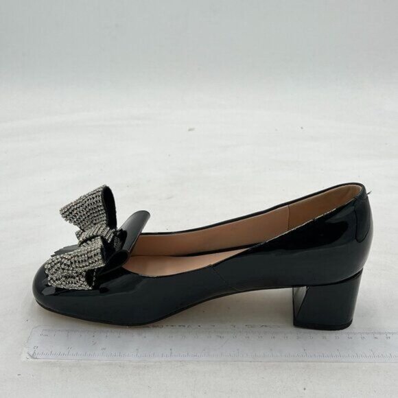 YDN Women Square Toe Tassel Pumps Rhinestone Bow Chunky Low Heels Slip on Comfy - Picture 1 of 7